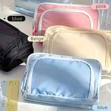 1pc Double Layer Colored Pencil Box Pencil Case Double Layer Front Open Pocket Storage Bag 22cm*13.5cm Suitable For Office And School, Decorations,Pink,School Stuff. - 1pc - View 10