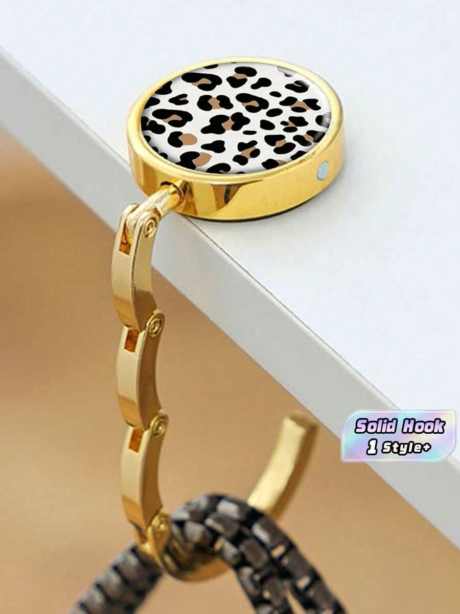 1pc Solid Round Metal Foldable Tabletop Bag Hook For Women Purse Hanger Desk Mount Space Saving Home Office Daily Use Functional Convenient Practical Household Supplies Must Have - View 1