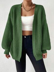 EMERY ROSE Minimalist Versatile Casual Solid Color Cardigan - Green - View 4