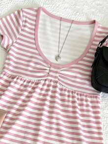 IslaSuriya Women's Striped Short Sleeve Casual Versatile T-Shirt - Multicolor - View 4