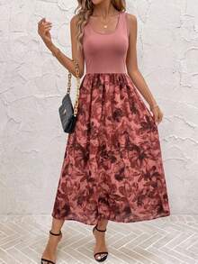 SHEIN Clasi 女款休閒度假花卉印花拼接中長洋裝 - 彩色 - 查看 5