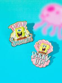 SpongeBob SquarePants | SHEIN New Creative Cartoon Animal Pattern Printing Brooch, IP Joint Design, Cute Personalized, Simple And Generous, Can Also Be Used As Accessories - Multicolor - View 3