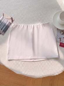 SHEIN Tween女孩印花粉色花朵波點內建內搭褲休閒裙 1件 - 粉色 - 查看 4