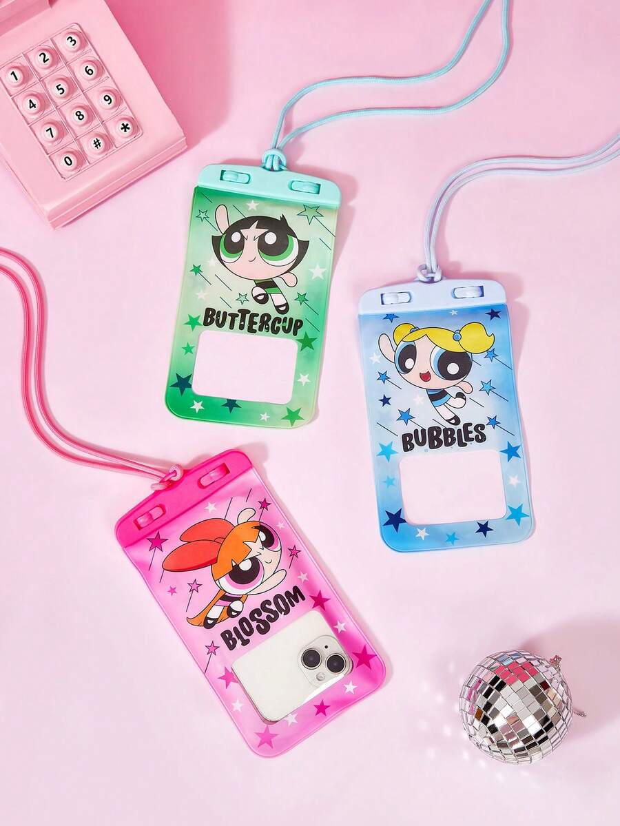 THE POWERPUFF GIRLS X Joivida 防水手機袋 觸控螢幕相容 游泳潛水漂流河川健行溫泉水上樂園 浮力氣墊不沉水 IPX8 防水密封 吊繩掛頸帶 透明高清 大容量 通用 7.2 吋以下所有手機 - 查看 1