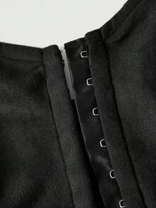 SHEIN MOD 女款夏季時尚流蘇下擺抹胸上衣 - 黑色 - 查看 4