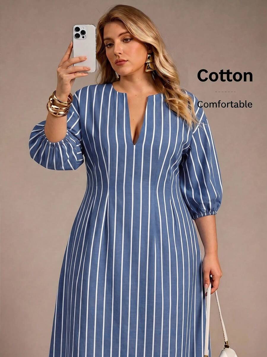 Auralis Plus Size Minimalist Elegant Light Blue Colorblock Beach Club Date Night Formal Rodeo Vacation Dress Summer - Blue - View 1