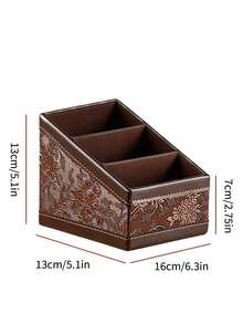 Cirelle 1Pc 3-Compartment Leather Storage Box, Stationery Storage Box, Item Storage, Suitable For Bedside, Office, Living Room, Minimalist Desktop Office Storage, Can Hold Remote Controls, Stationery - Multicolor - View 10