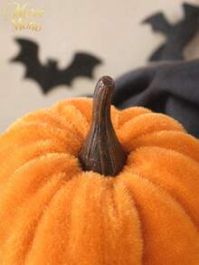 Muroi Mono 3/6/10pcs Velvet Flocked Artificial Pumpkin Decoration, Realistic Fake Pumpkin Model Prop, Fall Harvest Decorative Ornament, Ideal For Halloween Party Home Table Shelf Tiered Tray Display - multicolor - View 2