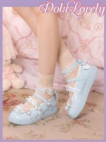 Dola Lovely Women's Blue Mary Jane Shoes With Buckle Strap, Soft Sole Dress/Work Flats - Pink solid color - View 7