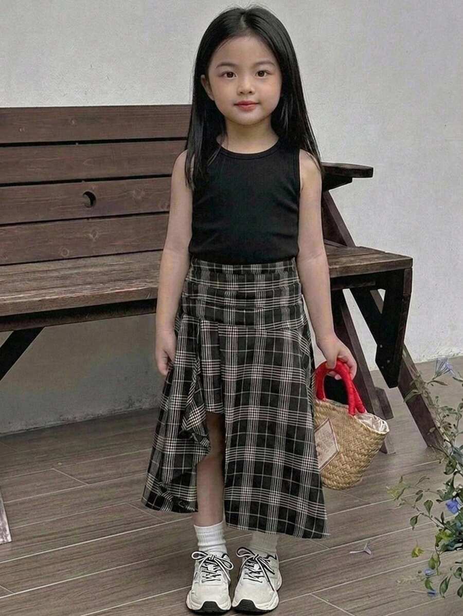 Dazy Kids 女童秋季服飾 波點無袖背心上衣 + 波點裙 2件套 夏季 - 黑色 - 查看 1