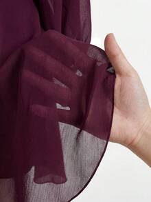 Auralis Plus Size Women's Solid Color Open Shoulder Long Sleeve Fashion Dress Wedding Vacation Wedding Guest Outfits Beach Burgundy Autumn Elegant Formal Fall - Burgundy - View 8