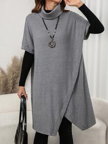 Holdful Holdful Women's Summer/ New Casual All-Match Versatile Knit Dress Work Grey - Grey - View 3