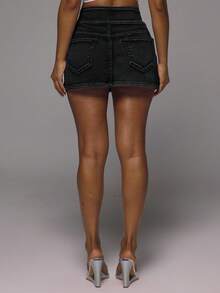 MUSERA Double-Breasted Low-Waist Denim Mini Skirt, Spring/Summer Vacation Y2K Sweet & Cool Style For Girls, Holiday Social Casual Autumn Fall Winter - Black - View 4