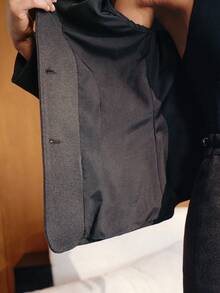 MOTF PREMIUM WOMEN'S DARK GRAY SCARF-ACCENTED COMMUTER ELEGANT FASHION BLAZER - Dark Grey - View 9