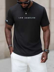 thenoahjr thenoahjr Camiseta Casual De Manga Corta Para Hombre Con Estampado De Texto Y Cuello Redondo - Negro - Ver 5