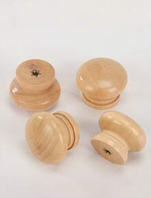 Mushroom Wood Knob Single Hole Cabinet Pull Round Solid Wood Drawer Handle For Furniture Wardrobe Cupboard Closet - Brown - View 5