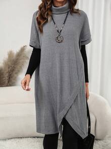 Holdful Holdful Women's Summer/ New Casual All-Match Versatile Knit Dress Work Grey - Grey - View 5