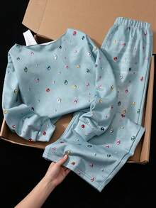 SHEIN 青少年女孩2件套，適合女孩，清新休閒風，校園日常、購物，春秋套裝，寬鬆針織極簡風，秋季亮片Y2K - 彩色 - 查看 3