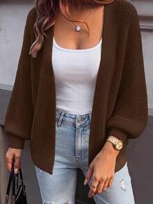 SHEIN Women's Fashionable Versatile Sheer Knit Cardigan, Suitable For Daily Commute - Brown - View 4