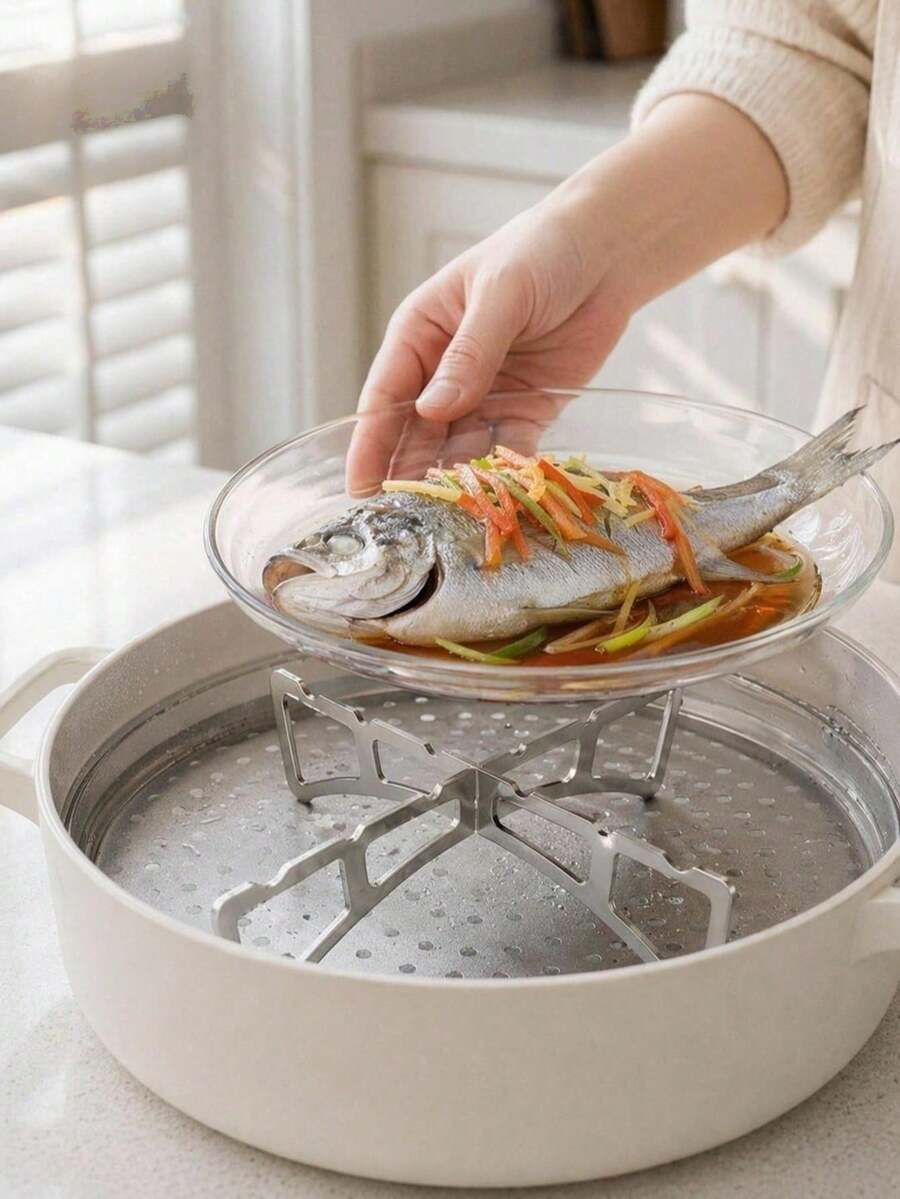 Haus Hana 2Pcs/4Pcs/6Pcs Cross Steaming Rack & Pot Holder, Stainless Steel Material, Stable Support Design, For Steaming Food And Heat Insulation, Suitable For Home Kitchen, Outdoor Camping, Picnic And Barbecue Gathering - View 1