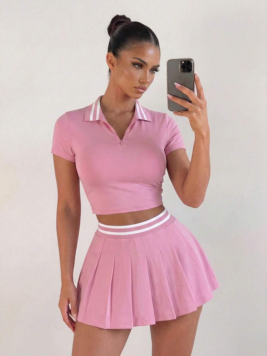 Sirith Women Two Pieces Outfits For Daily Wear - Pink - View 1