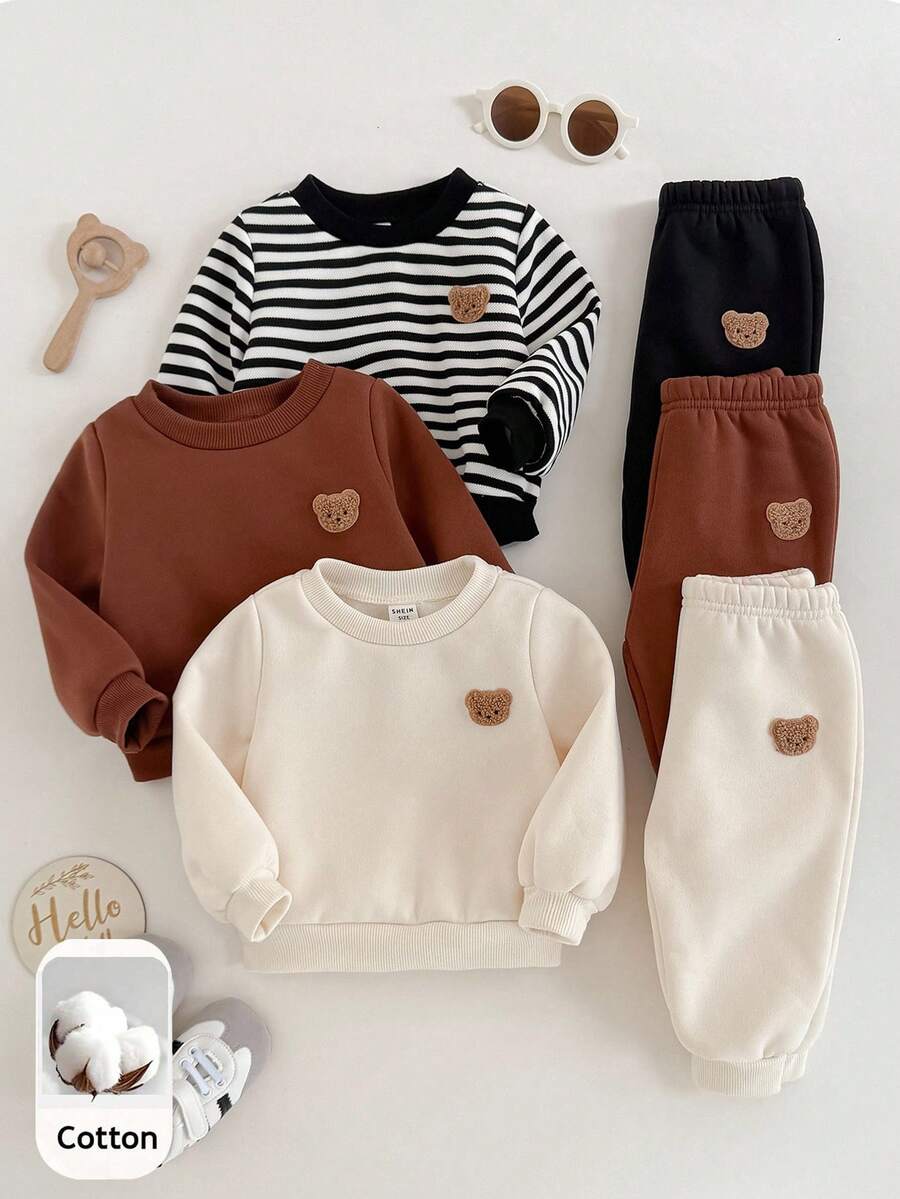 SHEIN 3 Buah Celana Pendek Bayi Laki-laki - Coklat - View 1