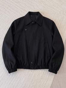 SIGLOCORE Men's Woven Fashion Casual Loose Patchwork Open Front Jacket - Black - View 2