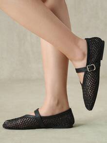 Styleloop Ladies, Willow Nails, Buckles, Flat Shoes. - Black - View 12