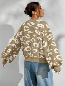 SHEIN Unity Loose Casual Versatile Leopard Print Sweater - Multicolor - View 2
