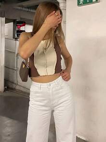 SHEIN Tall 女款休閒日常牛仔褲，附口袋與鈕扣設計 - 白色 - 查看 3