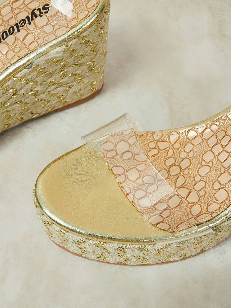 Styleloop Ladies Wedge Heel Platform Round Toe Beach Vacation Sandals - Gold - View 9