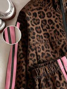 Casuvi Kids Teen Girl Leopard Print Jacket And Pants Set - Multicolor - View 5