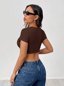 SHEIN PETITE 2件組女款素色修身短袖T恤 - 彩色 - 查看 2