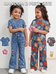 SHEIN 女童夏季親子套裝休閒字母印花兩件套 - 彩色 - 查看 4