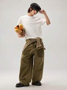 Vaulklash Standard Size Men's White Boxy Crop T-Shirt, Summer - White - View 2