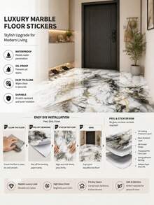 10/20Pcs Marble Pattern Waterproof Vinyl Floor Stickers Self Adhesive Floor Tiles Peel And Stick Flooring Decals Home Renovation Decor Living Room Bedroom Kitchen Bathroom Decoration Modern Interior Design - multicolor - View 4