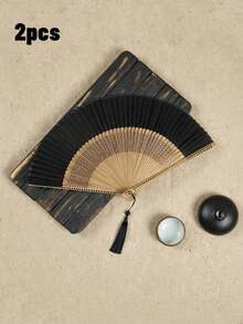 Zazumi 1/2支装可折叠手持扇，带流苏，适合户外旅行、舞蹈表演、旗袍穿着、拍照道具等。 - 扇子 - 查看 25
