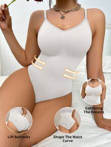 SHEIN 1pc Women Simple Solid Color Lifting & Waist Shaping Camisole Camisole - White - View 7