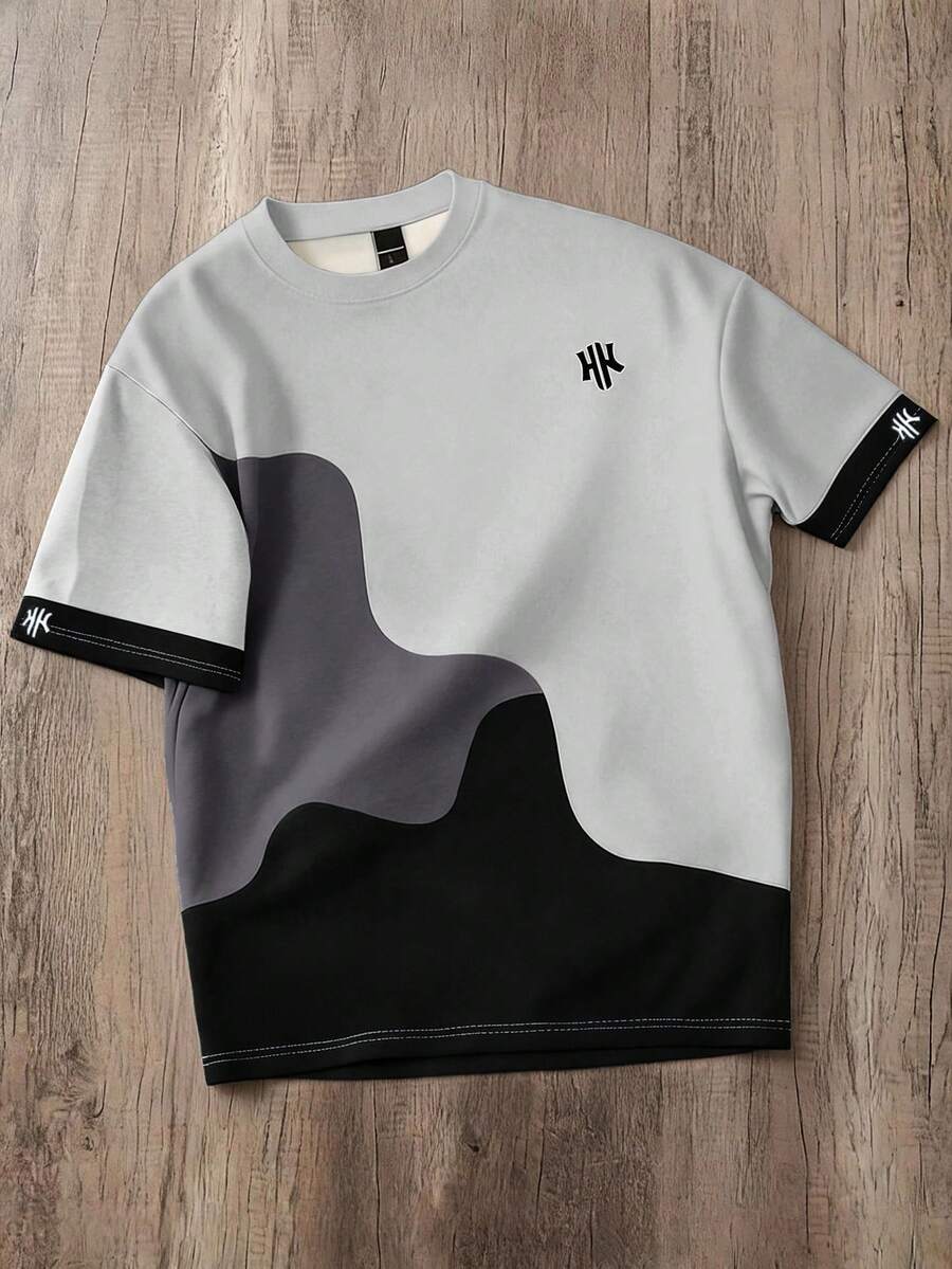 Manfinity Joysei Men's Summer Casual Colorblock Patchwork T-Shirt - Grey - View 1