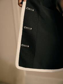 MOTF PREMIUM WOMEN'S LUXURY SHINY KNIT BOW DECOR FASHION OVERCOAT - Black - View 8