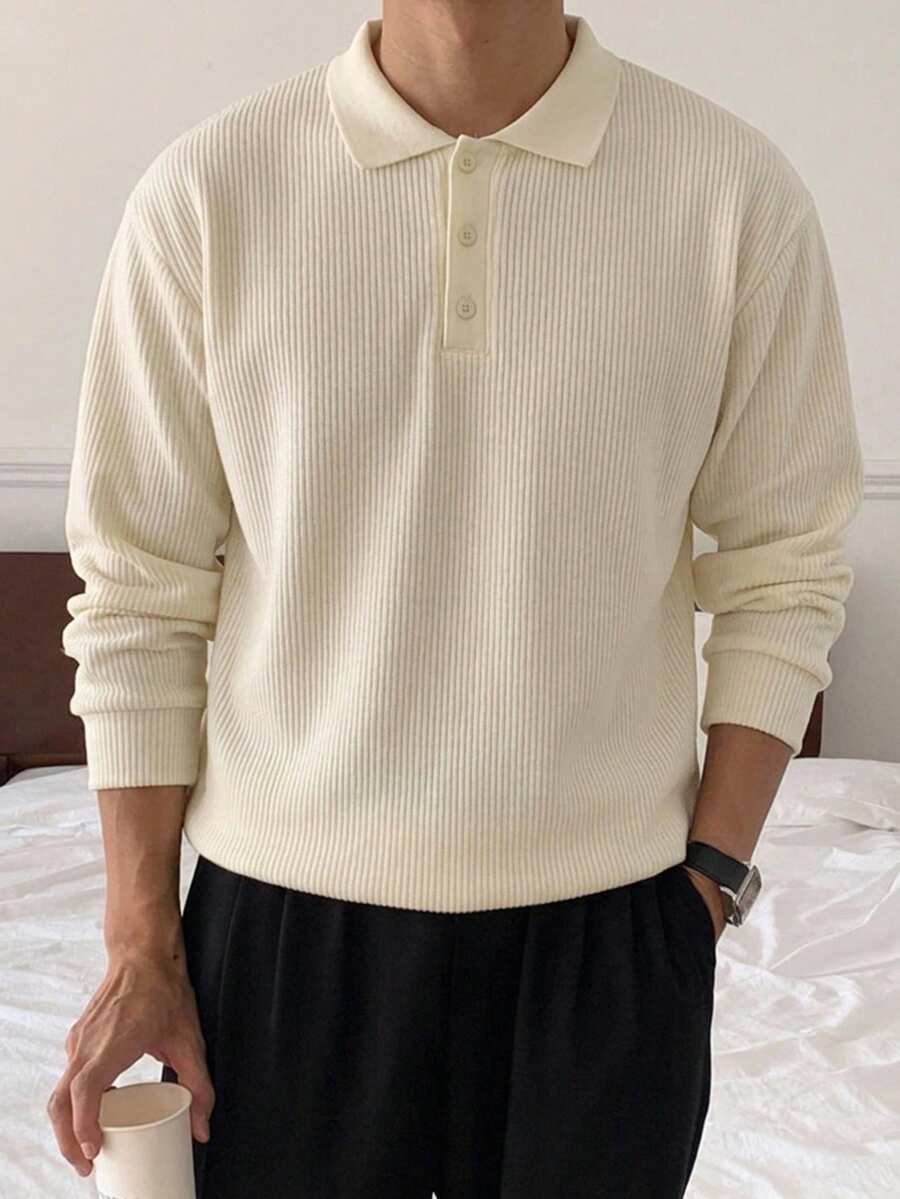 DAZY Men's Solid Color Casual Versatile Daily Wear Long Sleeve Sweatshirt - White - View 1