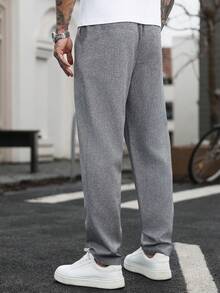 Manfinity CasualCool 男士成熟休閒深灰色錐形長褲 - 深灰色 - 查看 2