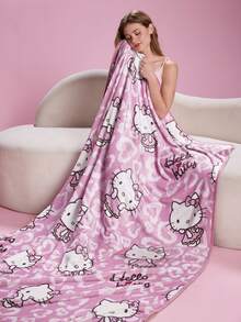 HELLO KITTY AND FRIENDS | SHEIN 1件可愛印花加厚毯，柔軟保暖，不易掉毛，多種尺寸，可用於沙發、床鋪、午休 - 西瓜粉 - 查看 1