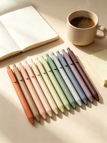 12pcs Morandi Earthy Colors Gel Ink Pen Set Retractable Smooth Writing Pastel Colored Pens Office Supplies Journaling Study Stationery Aesthetic Design For Planner Note Taking Card Making Craft Project Gift For Teacher Student Coworker - Mokadish - View 6