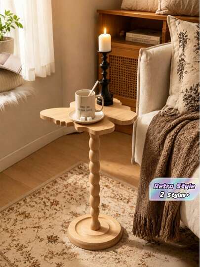 1pc Wooden Butterfly Design Side Table, Luxury Desk, Modern Retro Style Coffee Table, Balcony Small Table, Entryway Table - A High-End Gift Suitable For Housewarming