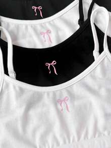 SHEIN 4PCS Tween Girls Undershirt - Multicolor - View 3
