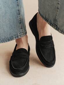 Rosivie Women's Flat Round Toe Slip-On Shoes, Suitable For Daily Casual Wear And Office - Graphite Black - View 3