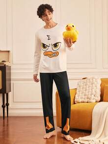 Provexi Provexi Funny Print Long Sleeve Long Pants Men's Pajama Set - Multicolor - View 5