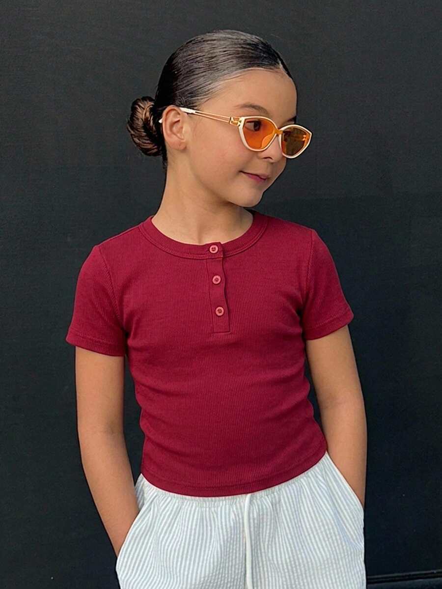 DAZY Round Neck Pullover Fitted Basic Sleeveless Tank Top For Girls (Large) - Burgundy - View 1