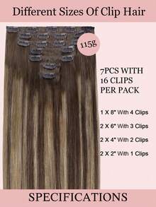 7PCS Straight Clip In Hair Extensions 100% Real Human Hair 14-24 Inch 115G Double Weft Invisible Clip Hair Extensions Remy Natural Human Hair For Women Girls Daily Use - S4/27/4 - View 3